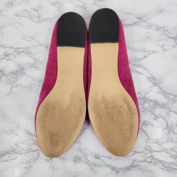 Talbots Ryan Raspberry Novelty Pink Suede Flats with Gold Sequin Heart Detail - Picture 8 of 12
